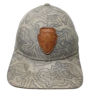 Dri-Duck Trucker Hat Beige Gray One Size Topography Leather Patch Mesh Back